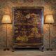 Vintage Chinese cabinet (red/gold) traditional scene bohomian