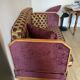 Small 2-seater Art Deco sofa in wood and fabric.