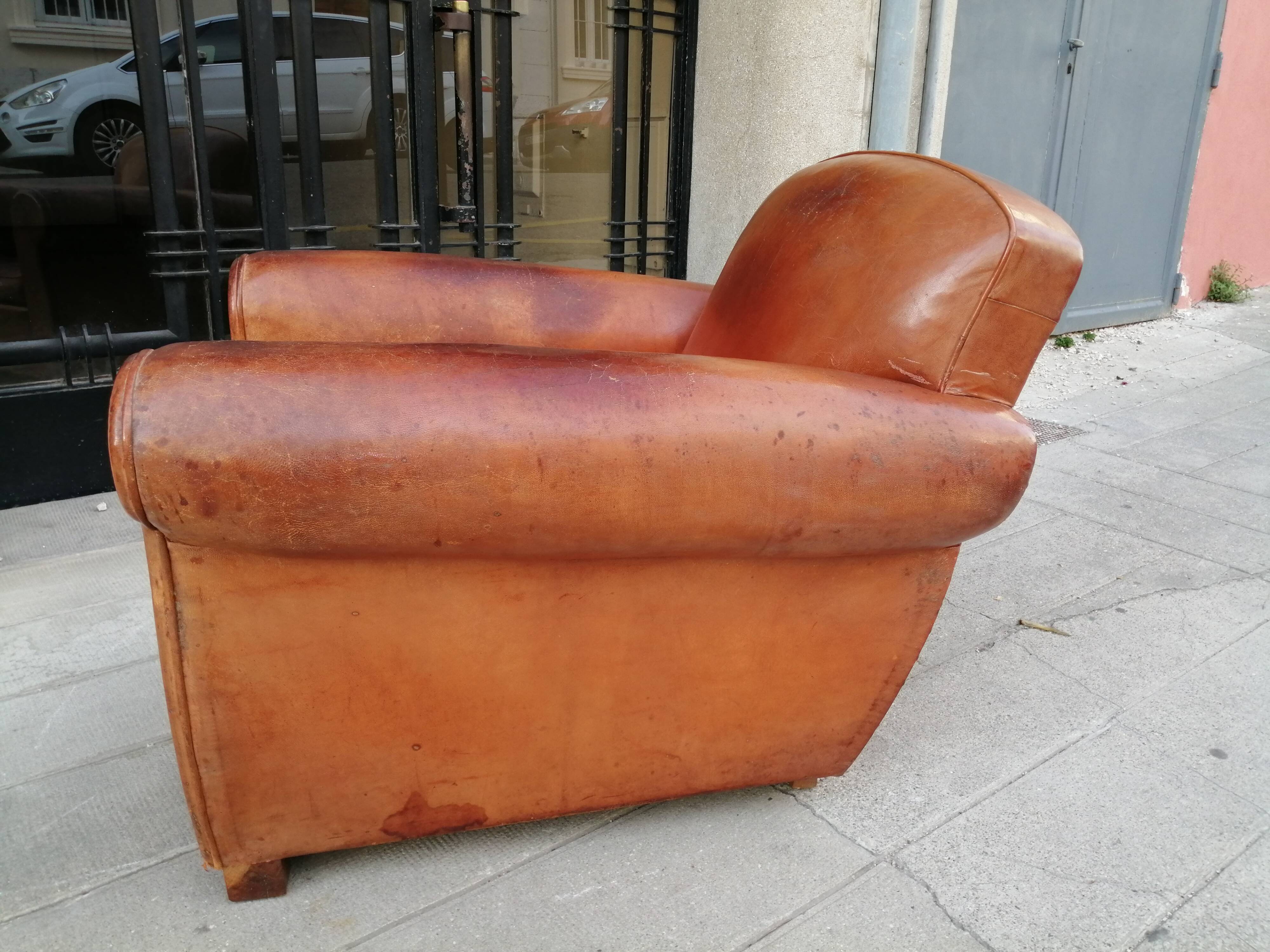 Leather club chair from the 1940s