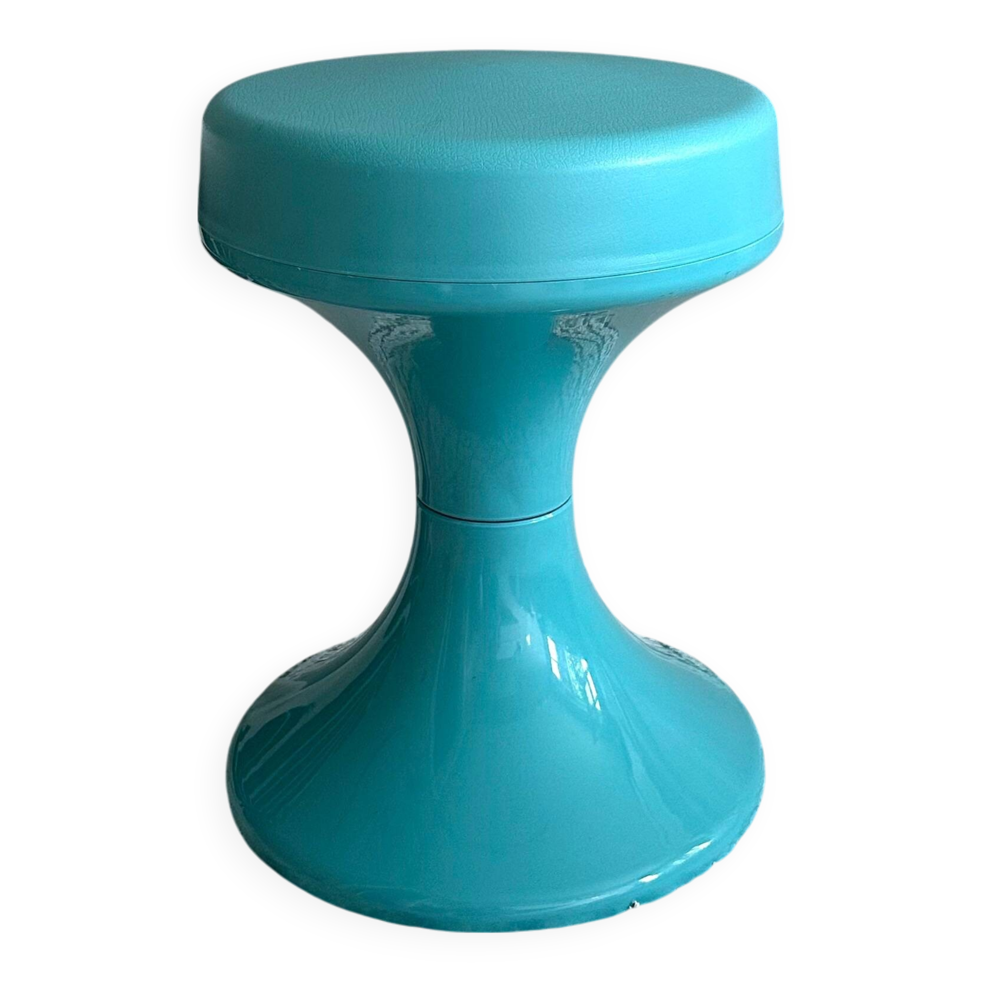 70s stool turquoise, tulip stool plastic, side table, mid-century interior