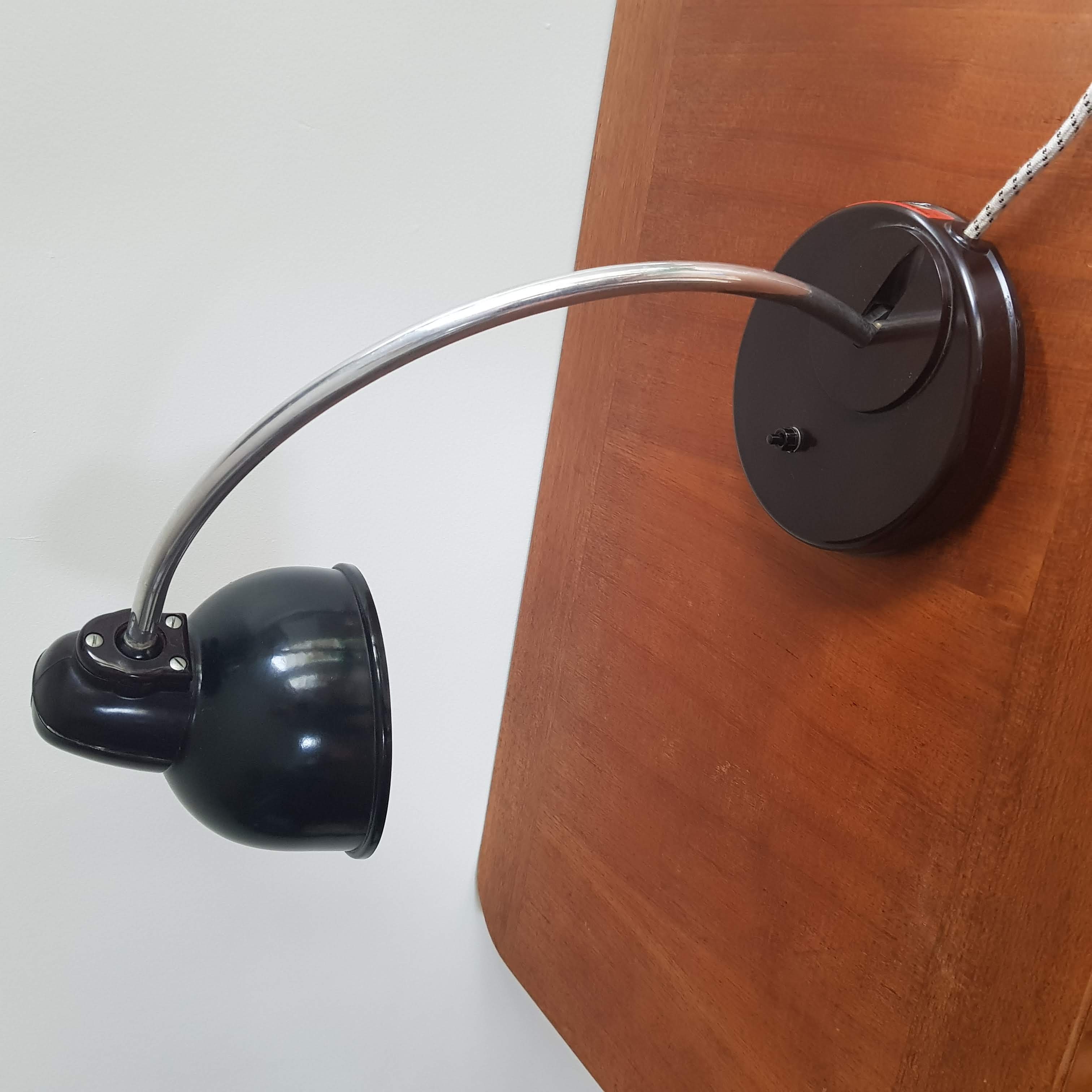 Lampe de bureau vintage noire VEB Leuchtenbau 1950