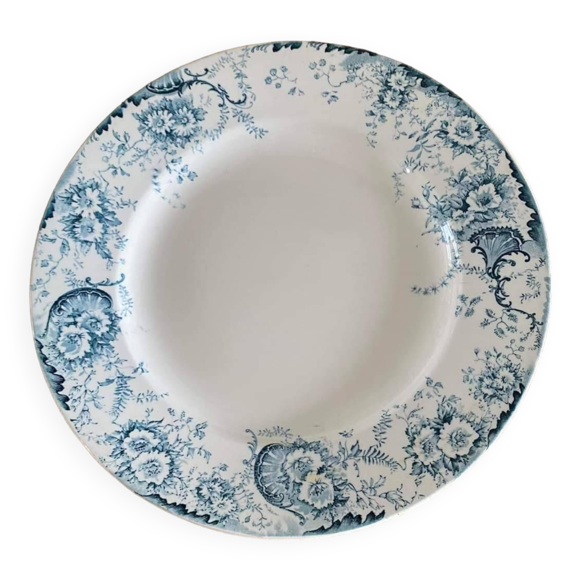 Antique Terre de Fer Boulenger Choisy le Roi earthenware dish, Derby model, numbered 2 in the hollow.