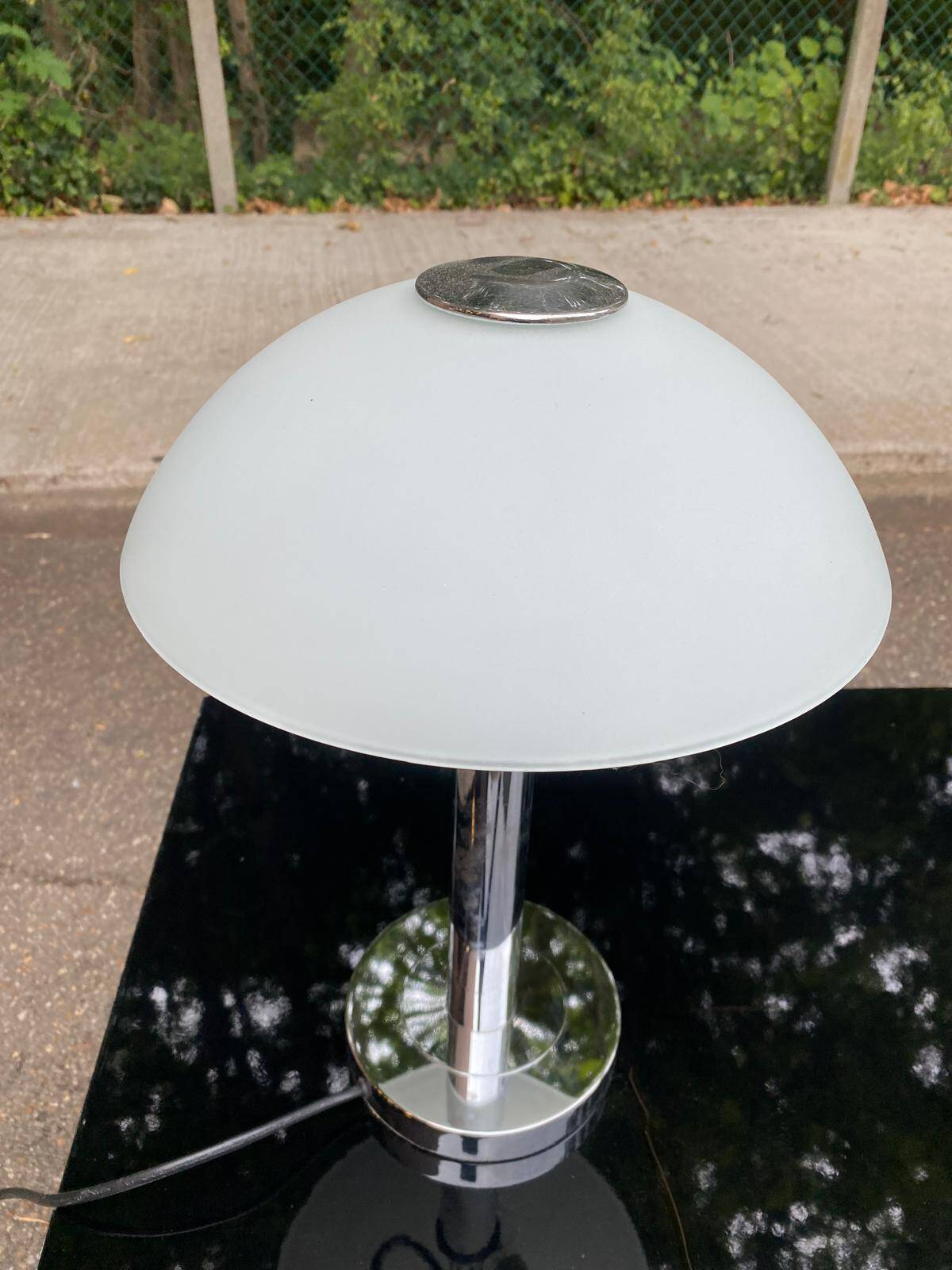 Mushroom table lamp WOFI Leuchten – Chrome metal & frosted glass