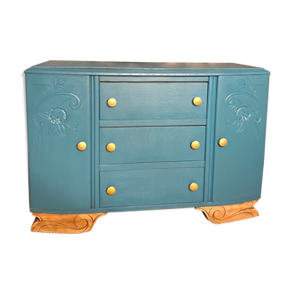 Commode années 50 bleu pétrole
