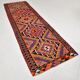 Red & Orange Oriental Kilim Runner Rug, 105x340Cm