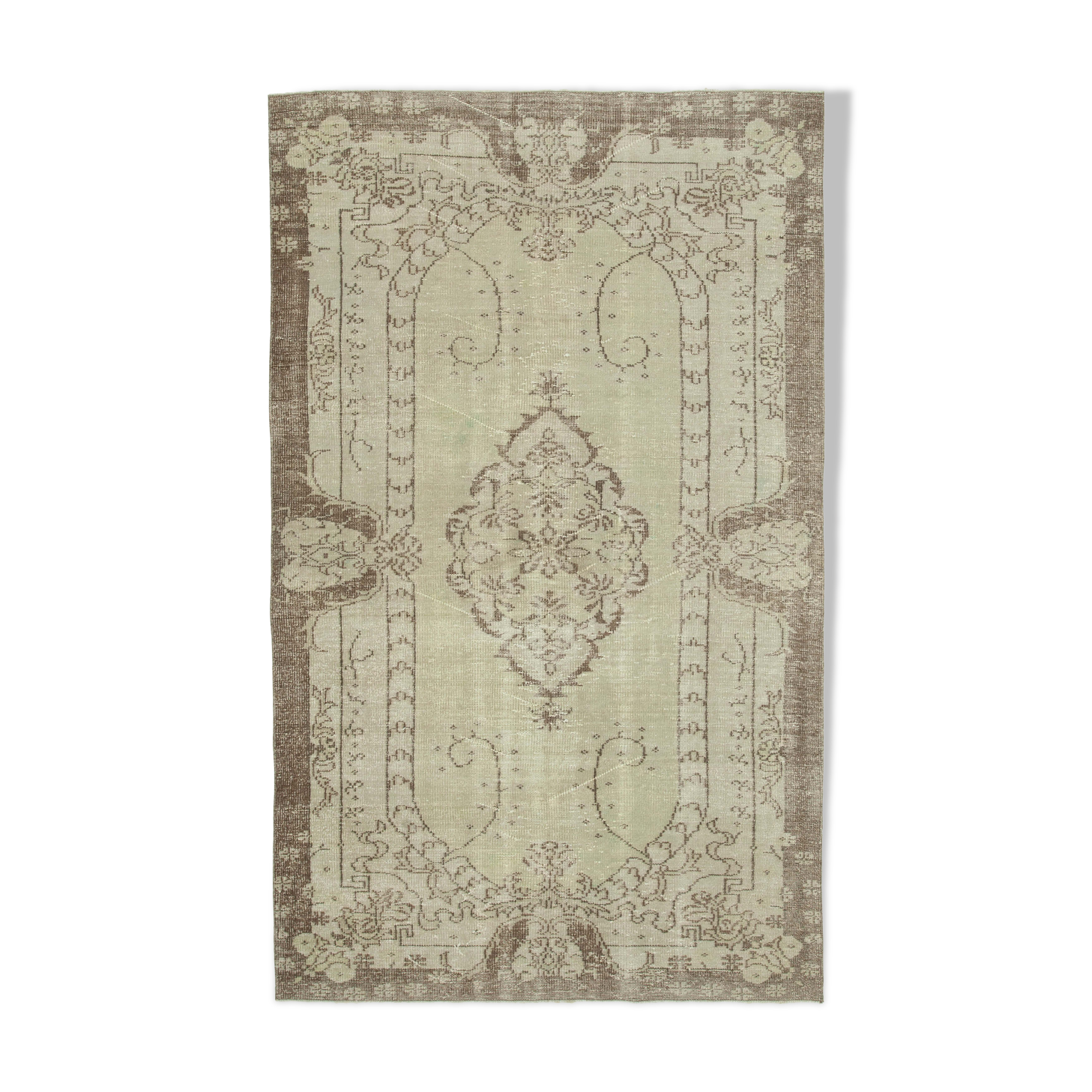 Handwoven contemporary anatolian beige carpet 170 cm x 277 cm