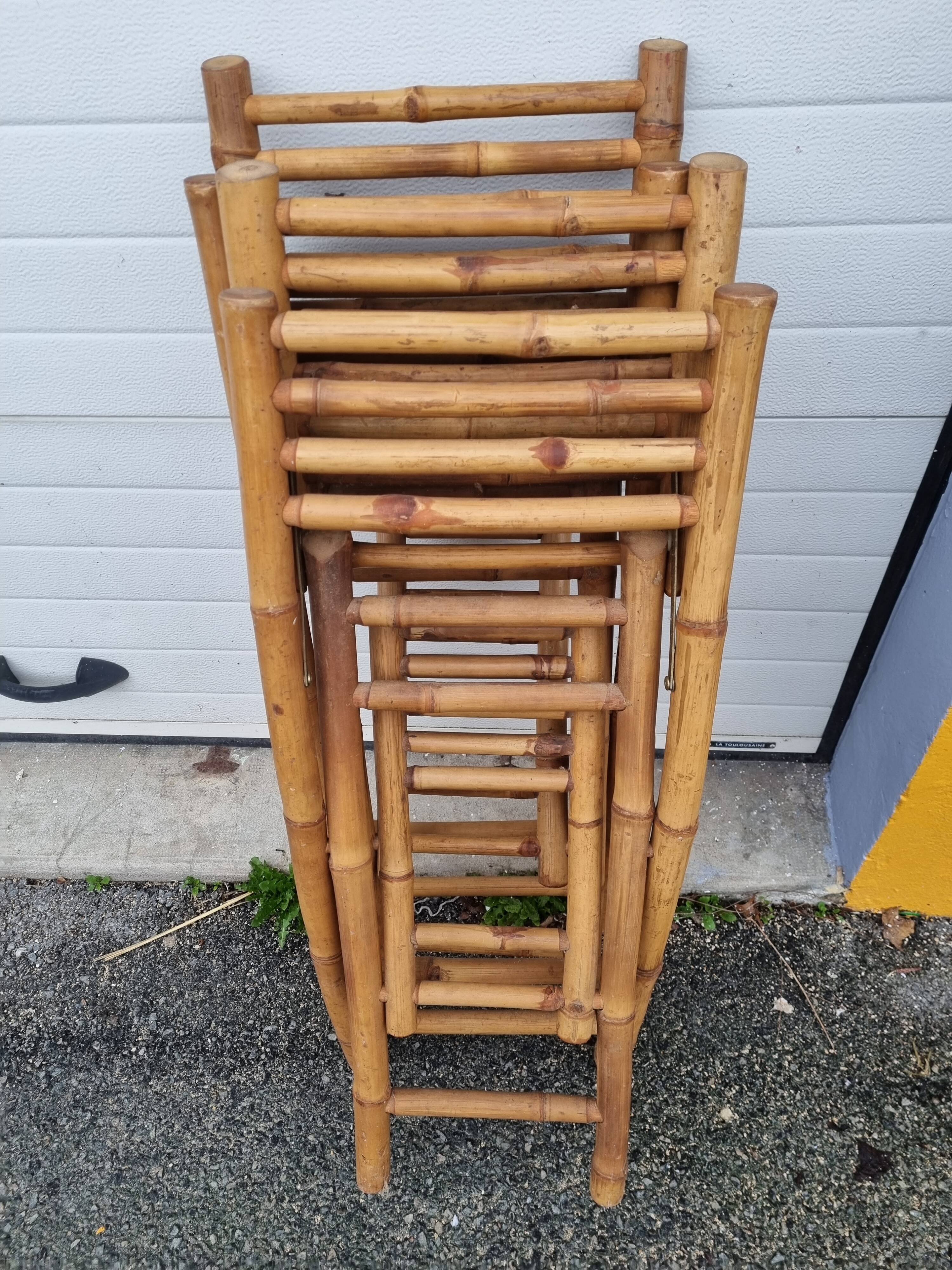 2 bamboo rattan stools from 1980