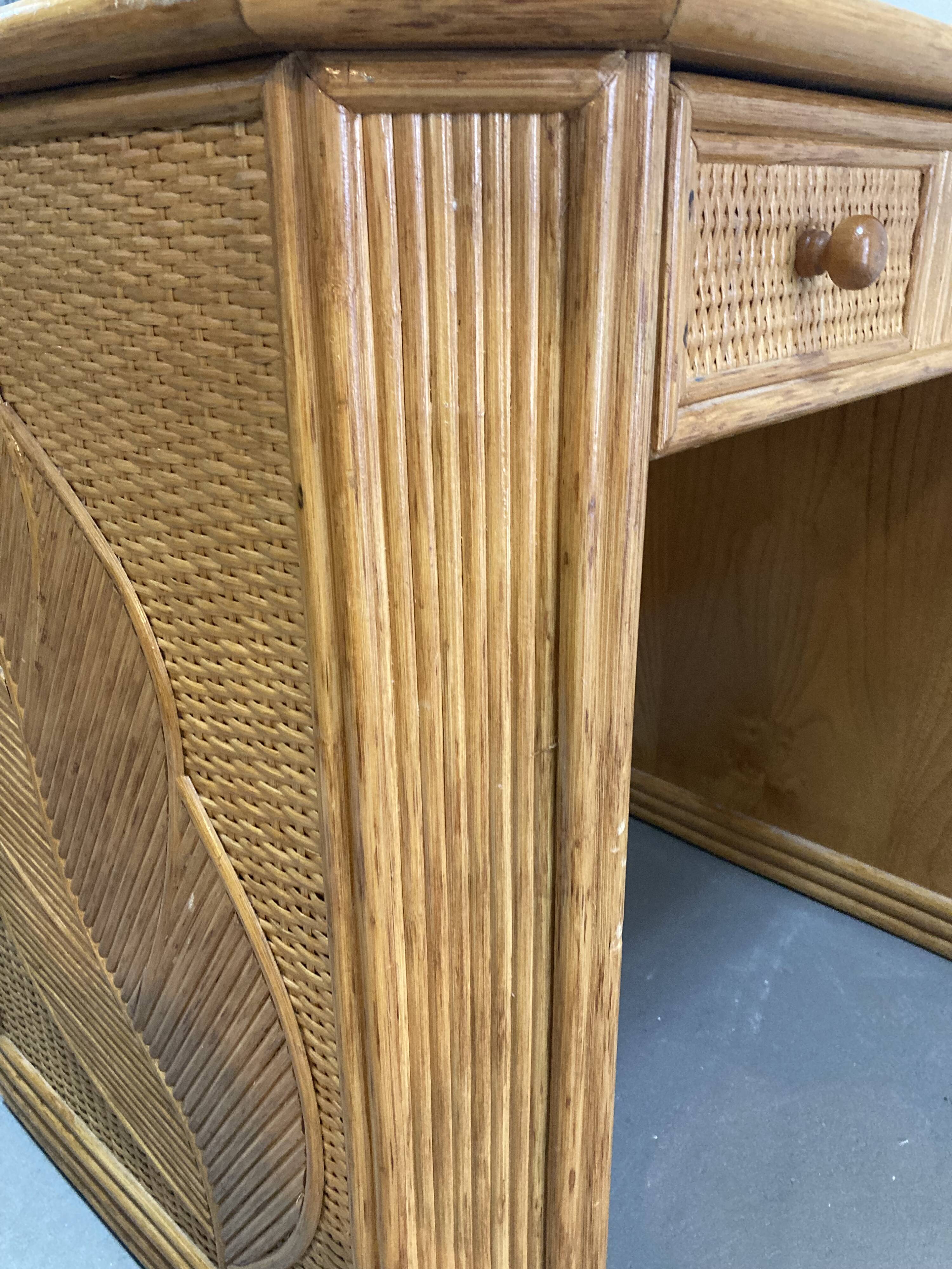 Unique desk in rattan or split rattan, Vivai del Sud style.