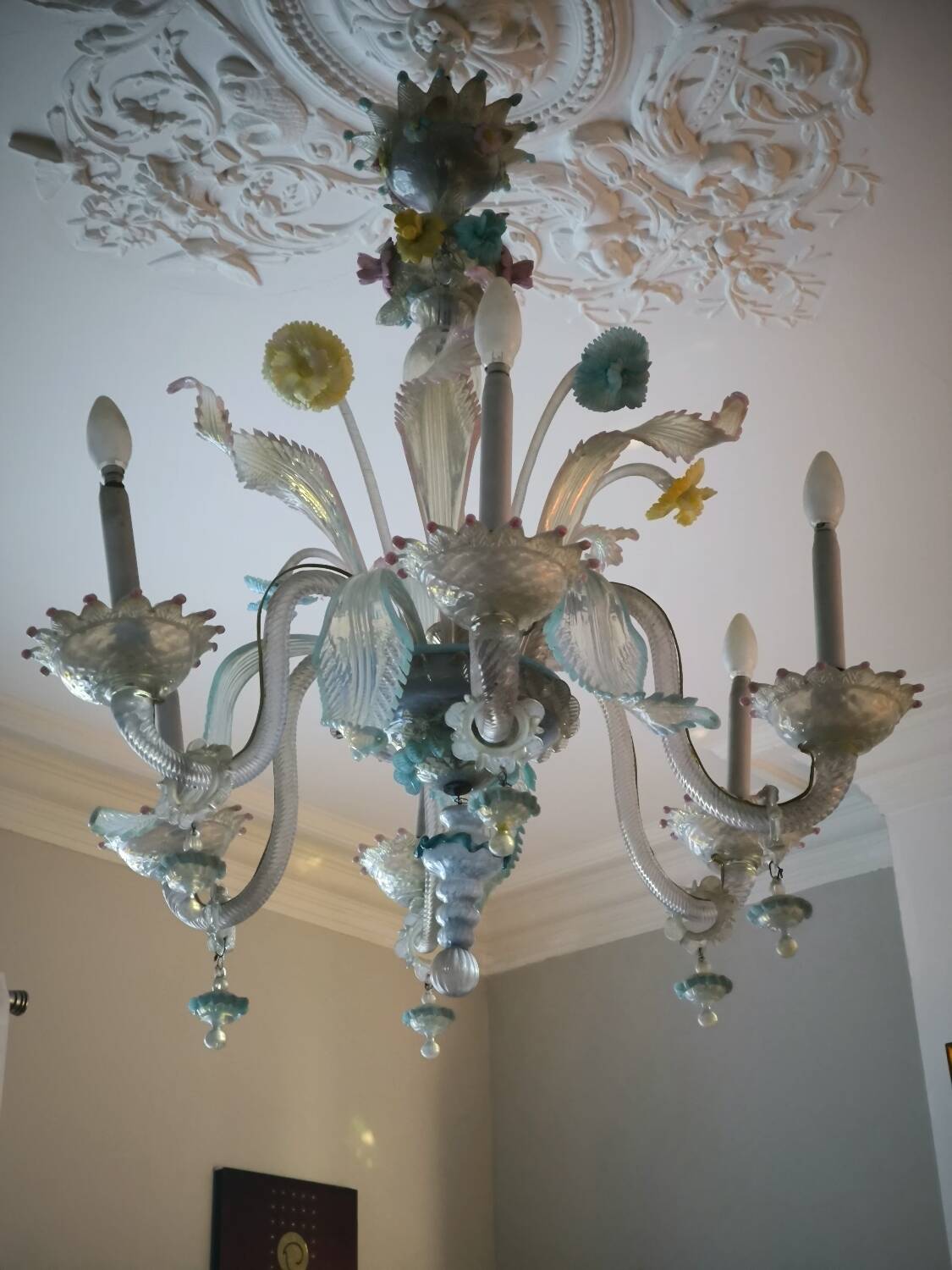 Multicolored Murano glass chandelier circa 1900