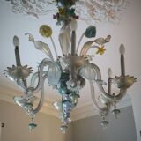 Lustre en verre Murano multicolore vers 1900