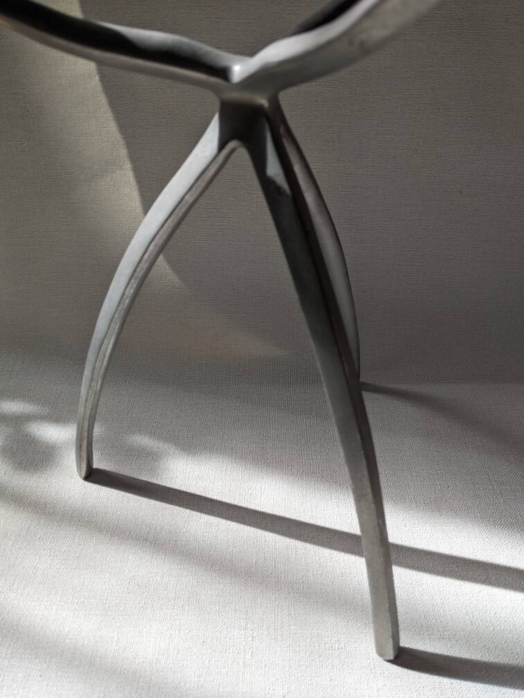 Scandinavian design tripod aluminum candlestick holder silver metal