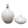 Duo of soliflore vases in white blown glass