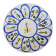 Old ceramic saucer decorated with hand-painted flowers.