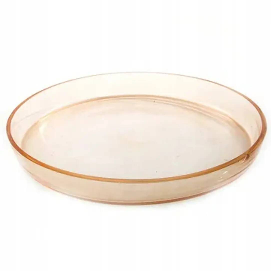 Art Deco tray, pink glass, Hortensja Glassworks, Poland, 1950s