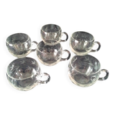 6 engraved glass punch bowls or cups