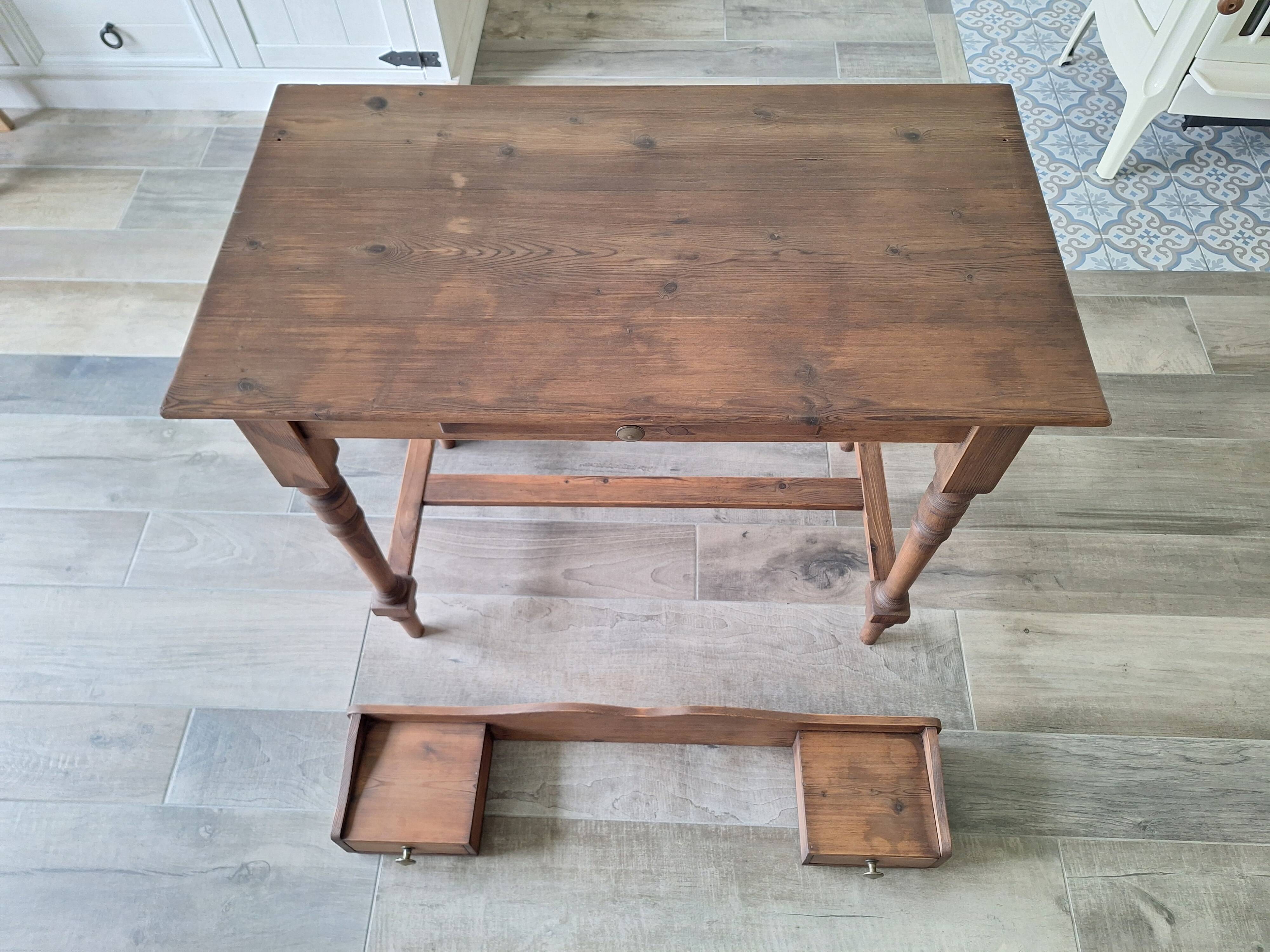 Antique solid wood desk with tiers – metal handles