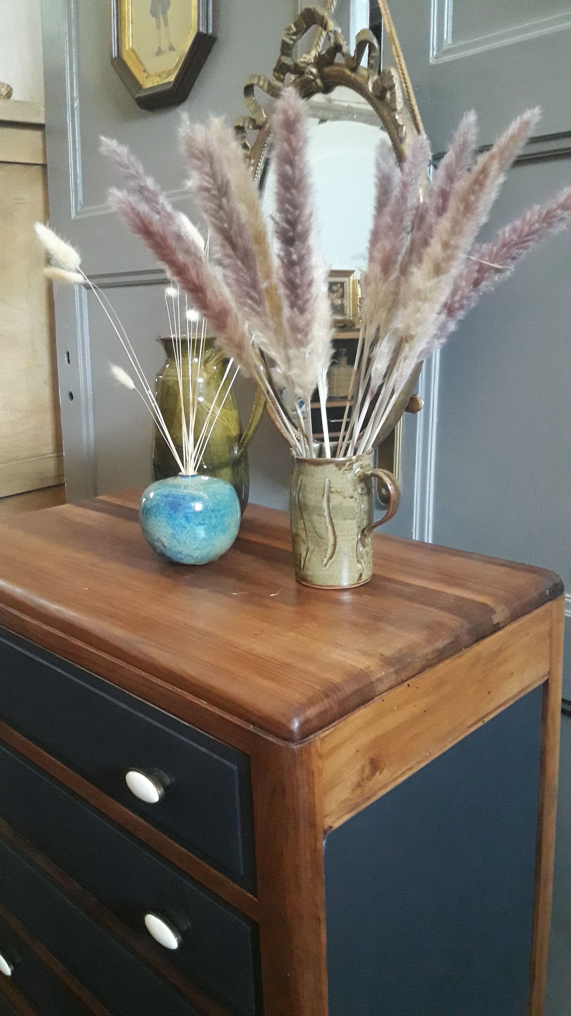 Enamelled terracotta pitcher