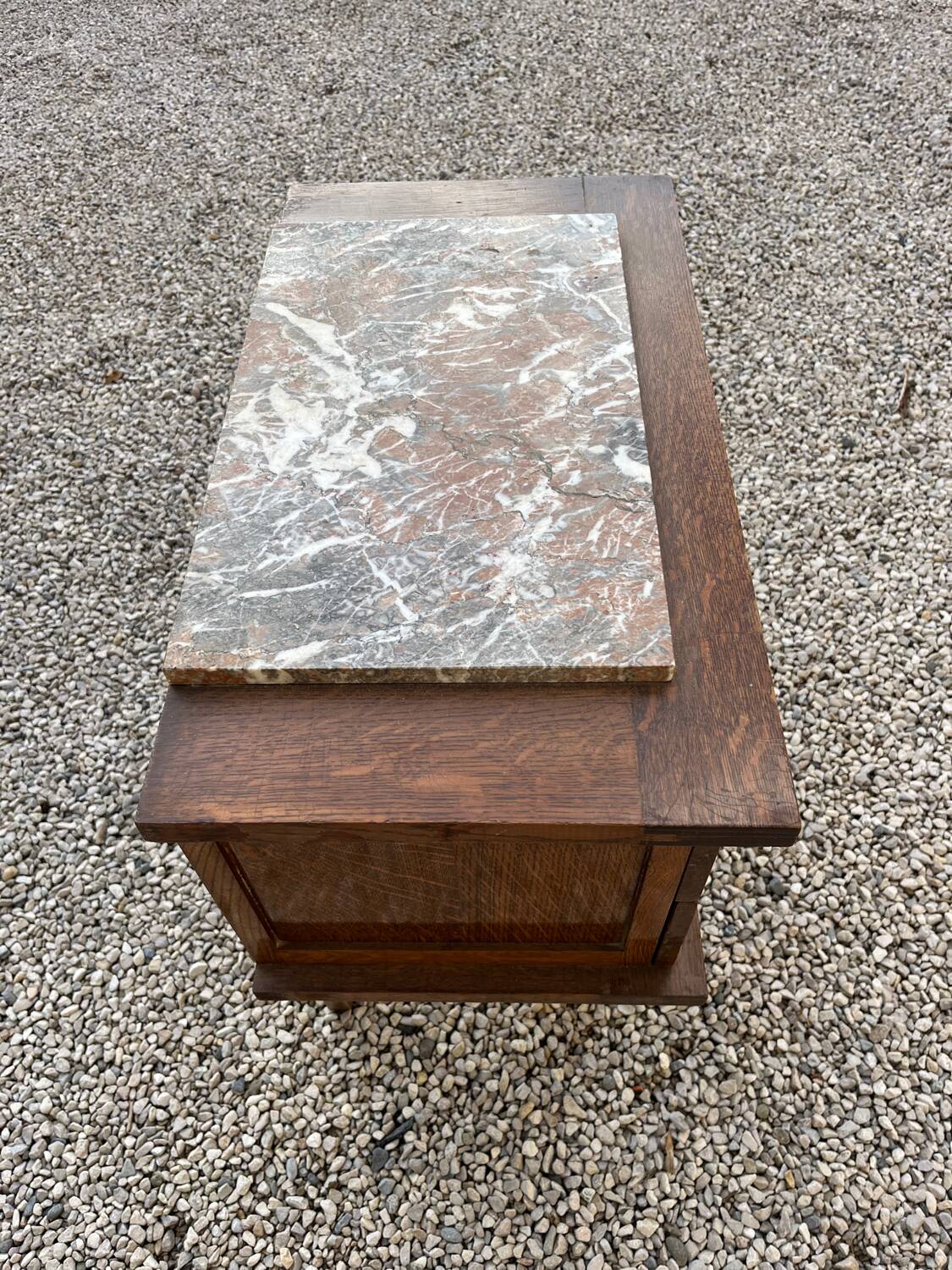 Vintage marble and oak bedside table 1950