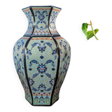 Baluster vase in polychrome ceramic with floral pattern asian style 31cm