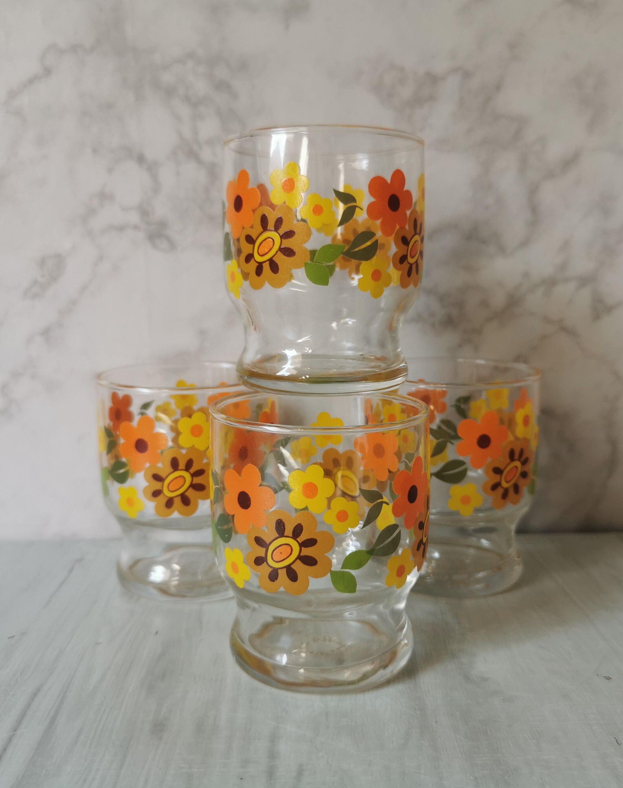 Vintage Arcoroc Flowers Glasses