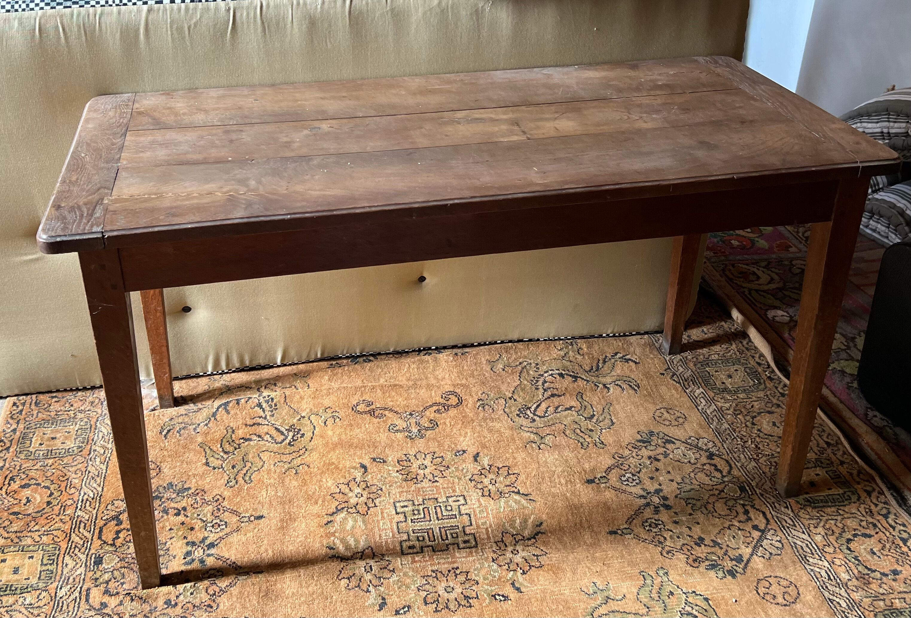 Wooden farmhouse table