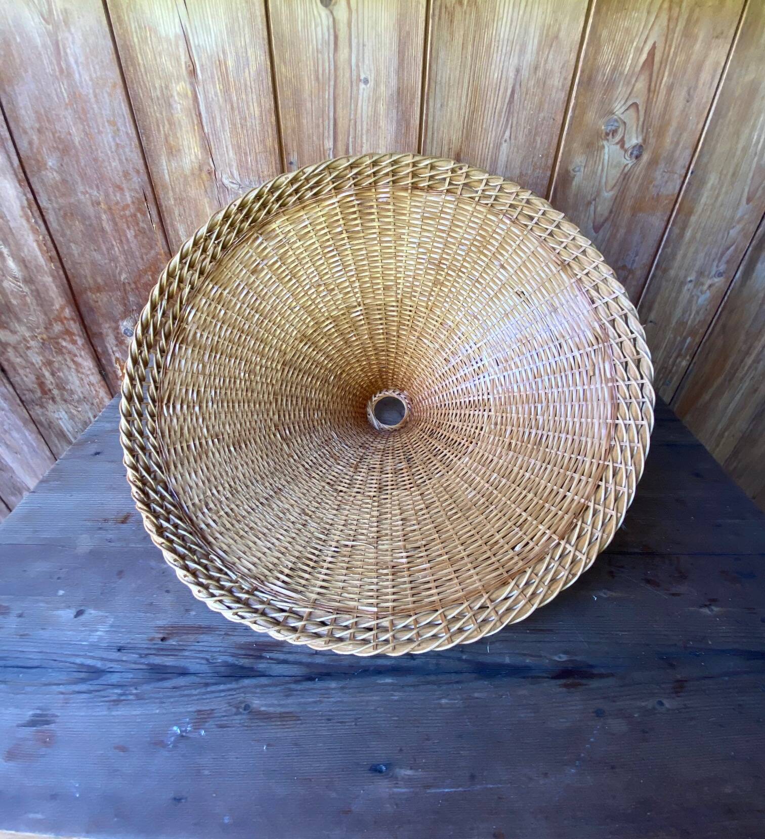 Large vintage oval rattan pendant light