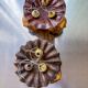 French floral bouquet three-light ceiling or wall light, gilt iron, 1940s