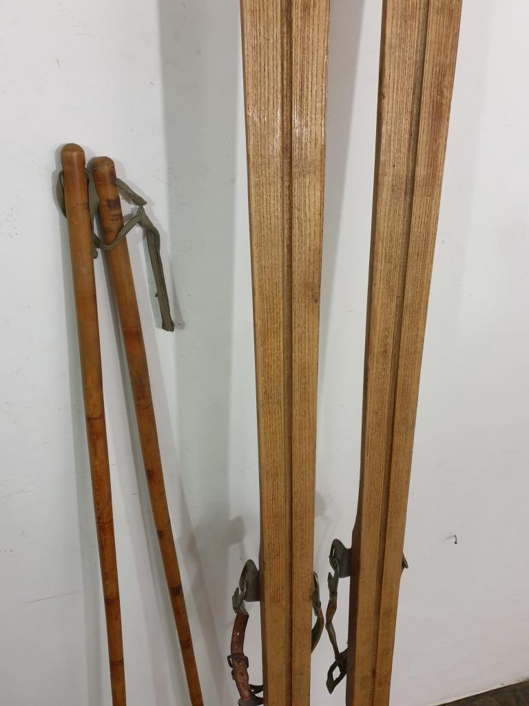 Old pair of wooden skis - vintage sport