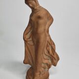 Draped Tanagra after Alexandre Bigot, Terracotta statuette, 20 cm