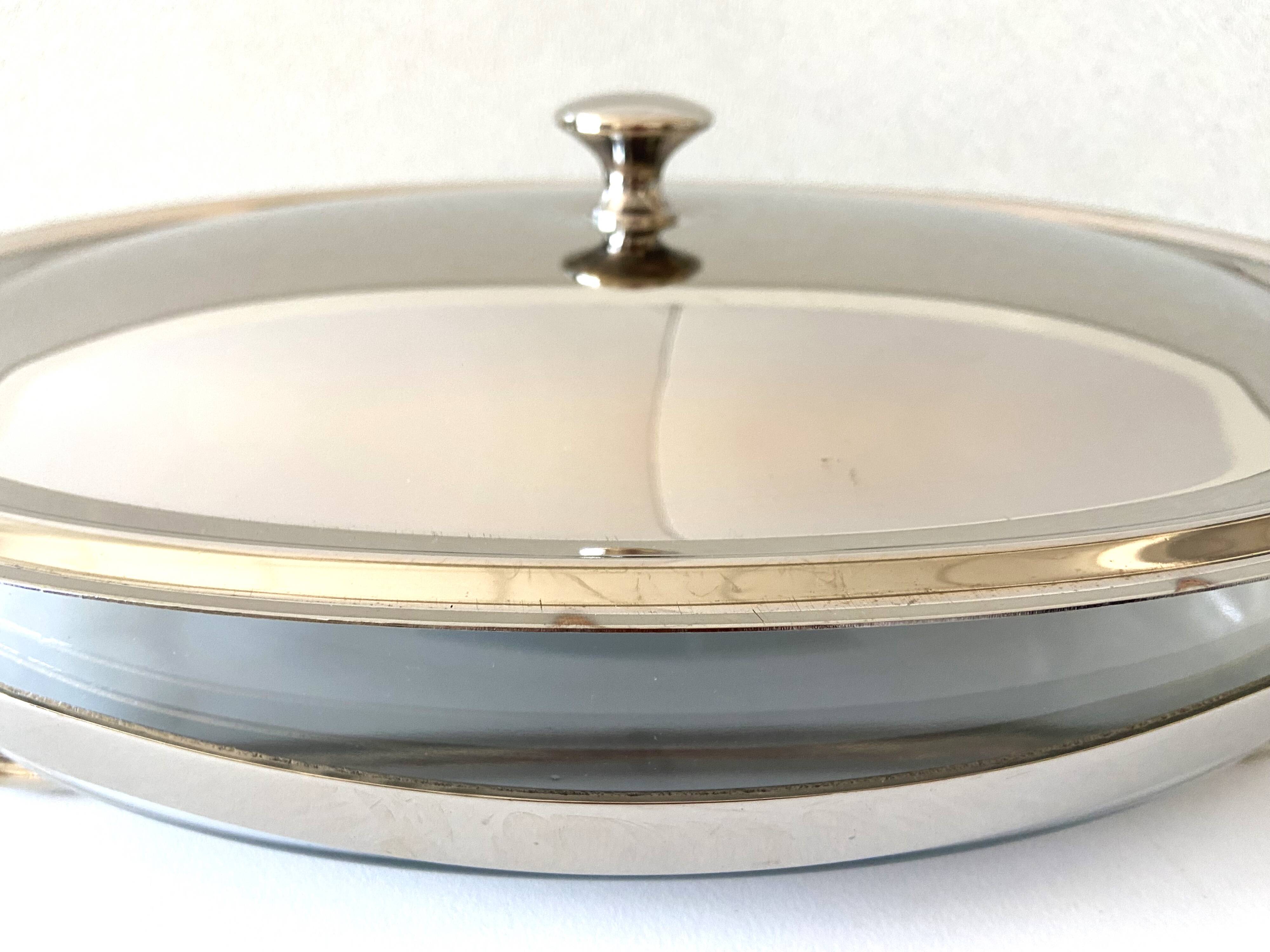 Elegant Table Art Marinex Serving Dish Made in Brazil Silver Metal