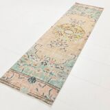 3x10 Light Green & Cream Antique Vintage Runner Rug, 80x296Cm