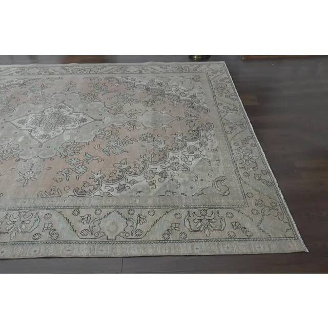 1970s Vintage Persian Handmade Wool Cotton Orange Area Rug 243x314