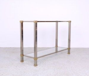Table console vintage en verre et métal par Pierre Vandel, années 1970