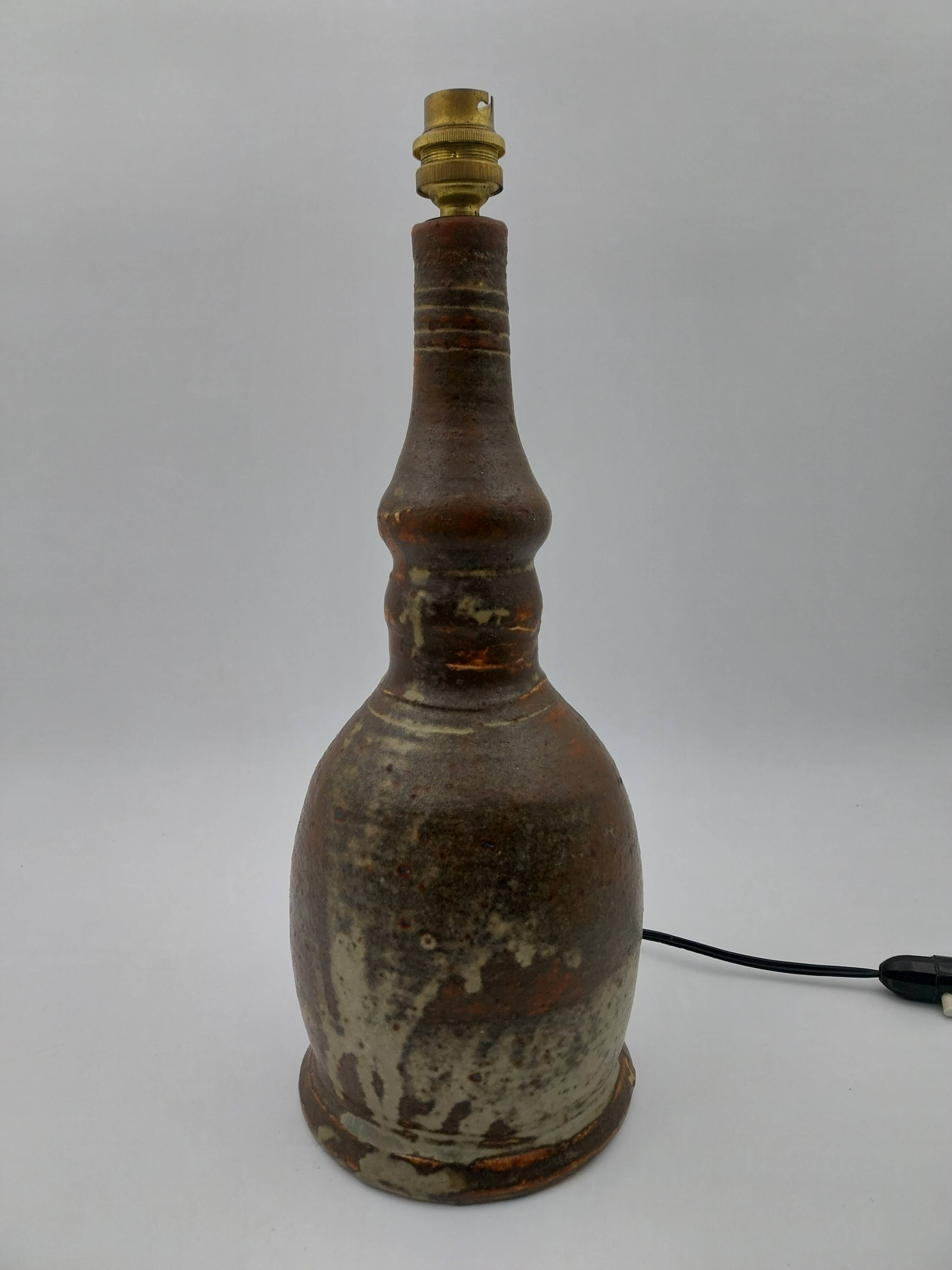 Vintage chamotte earthenware lamp unsigned