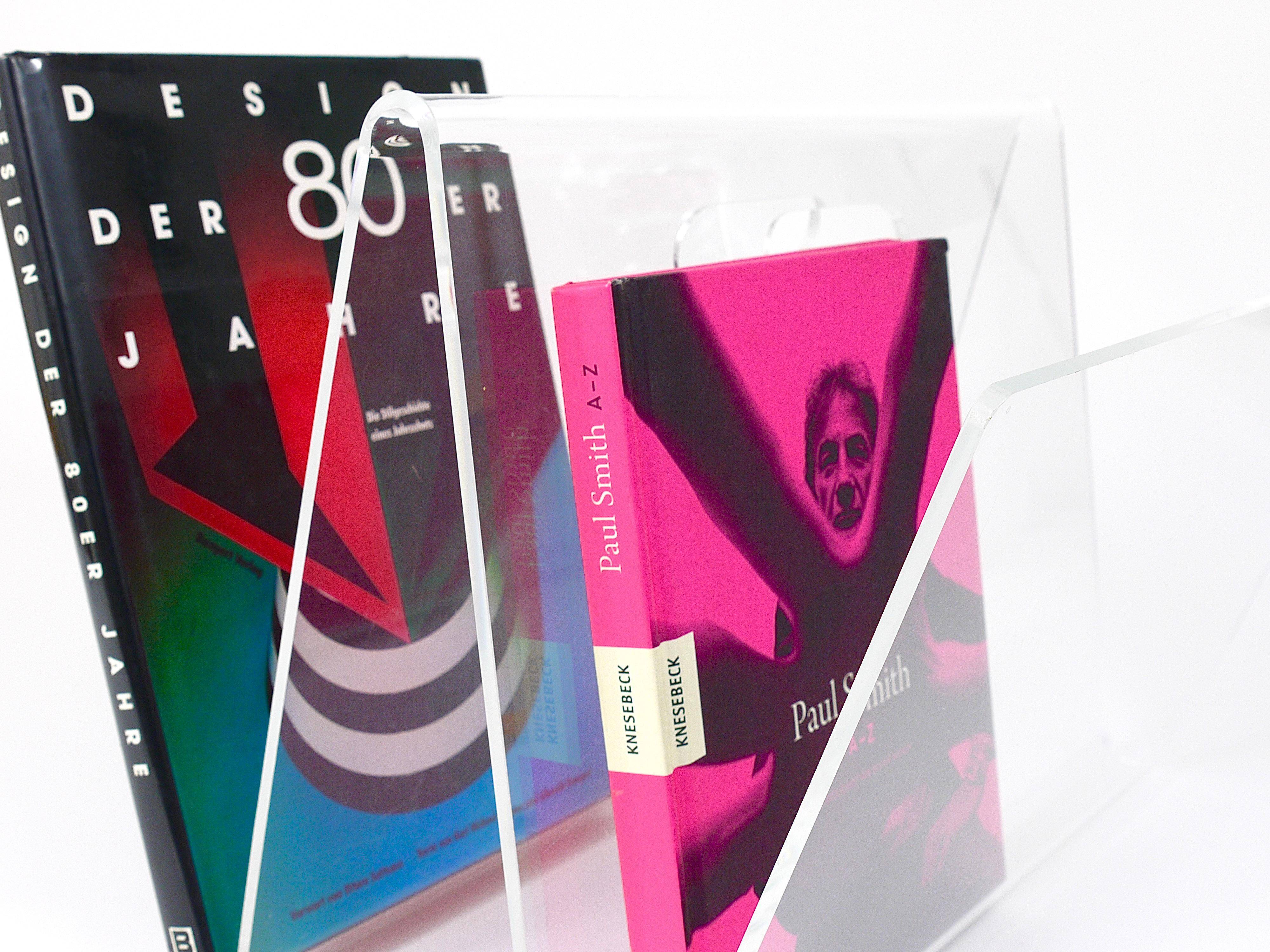 Postmodern Lucite ZigZag magazine rack, Italy, 1980s