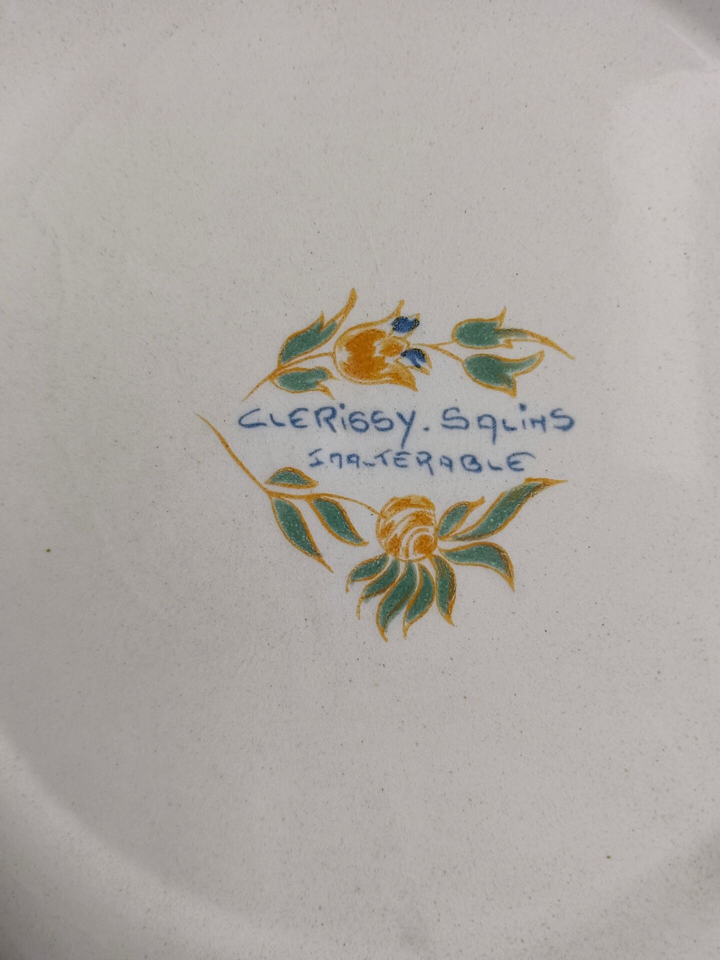 Decorative plate signed Clerissy Salins