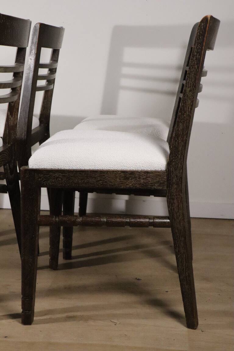 Set of 4 modernist chairs in oak and boucle fabric - 1940