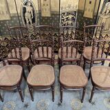 Suite of 8 bistro chairs in cannage FISCHEL