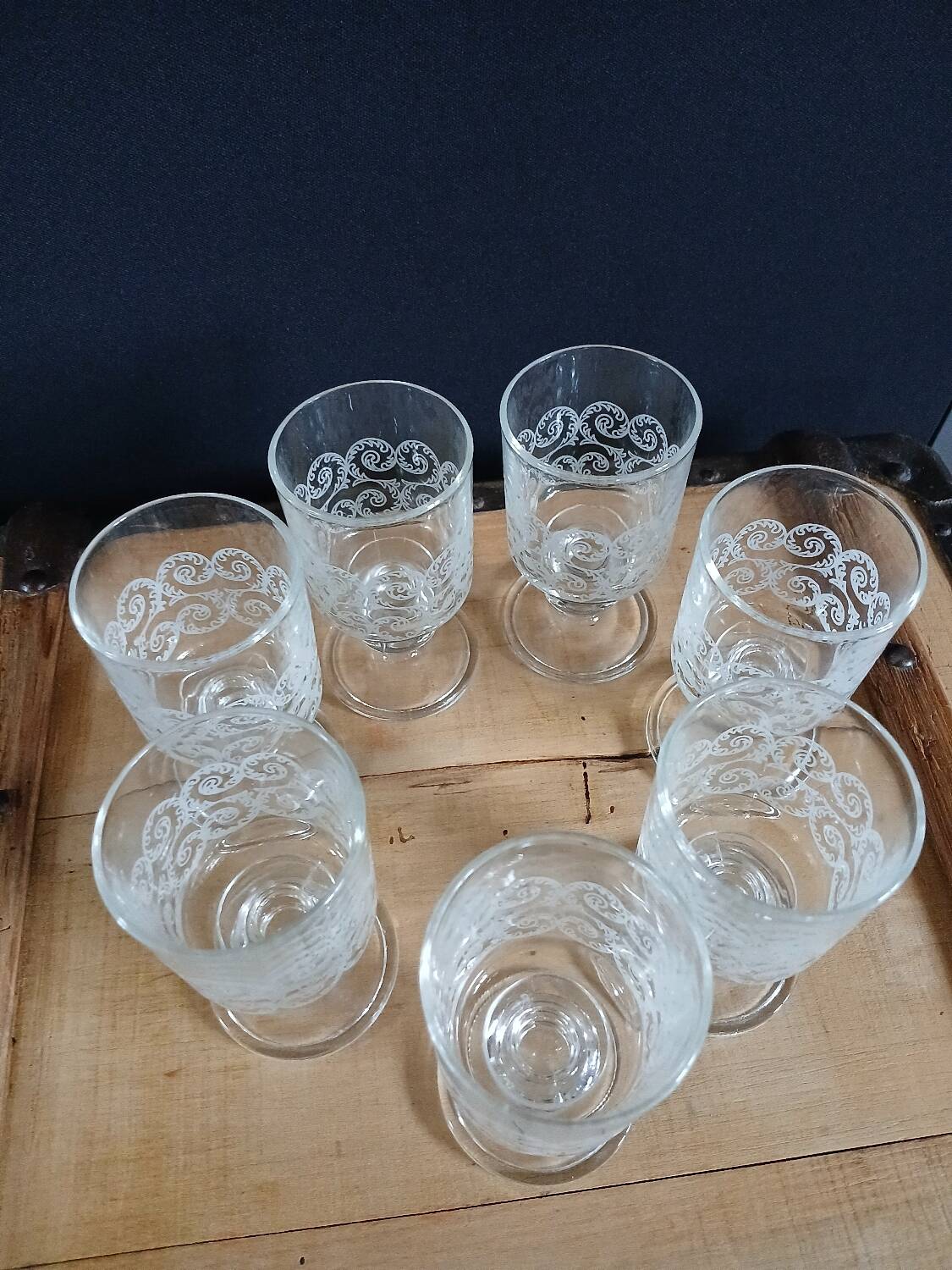 7 vintage wine glasses