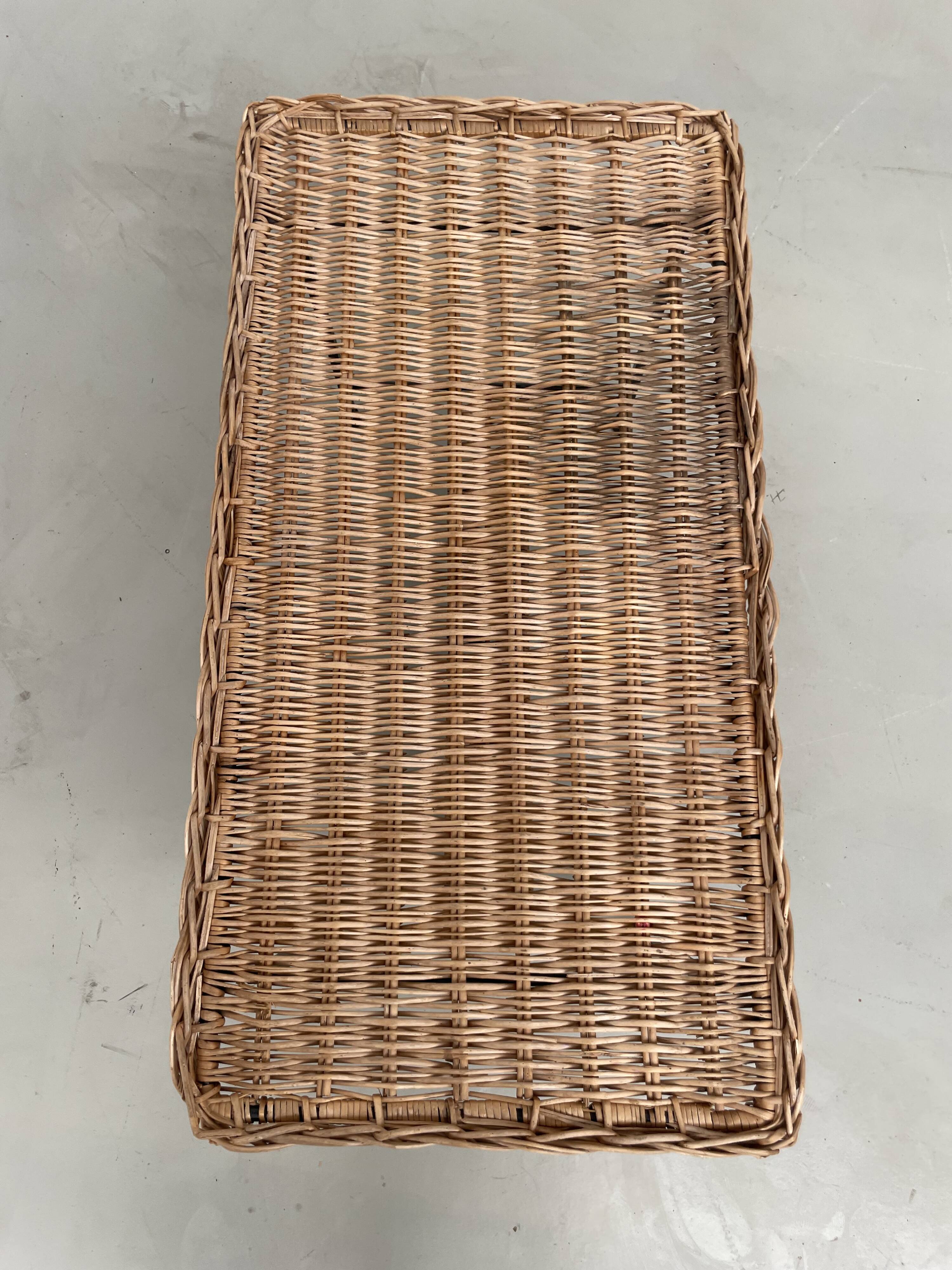 Woven wicker and metal coffee table 1960