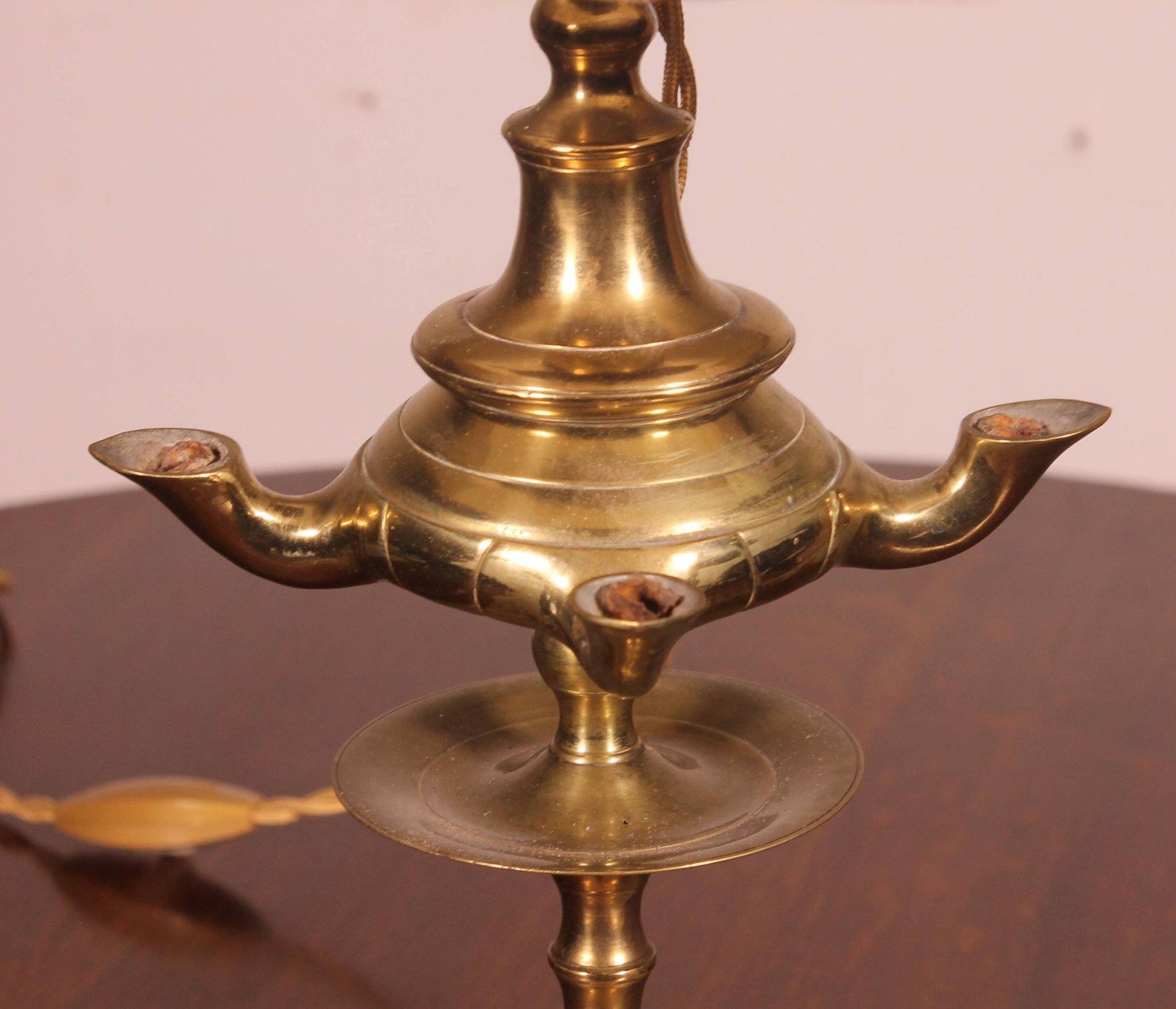 bronze oil lamp - 18th century - Spain converted into a lamp with its shade