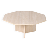 Table basse octogonale en travertin, 1980s, italie