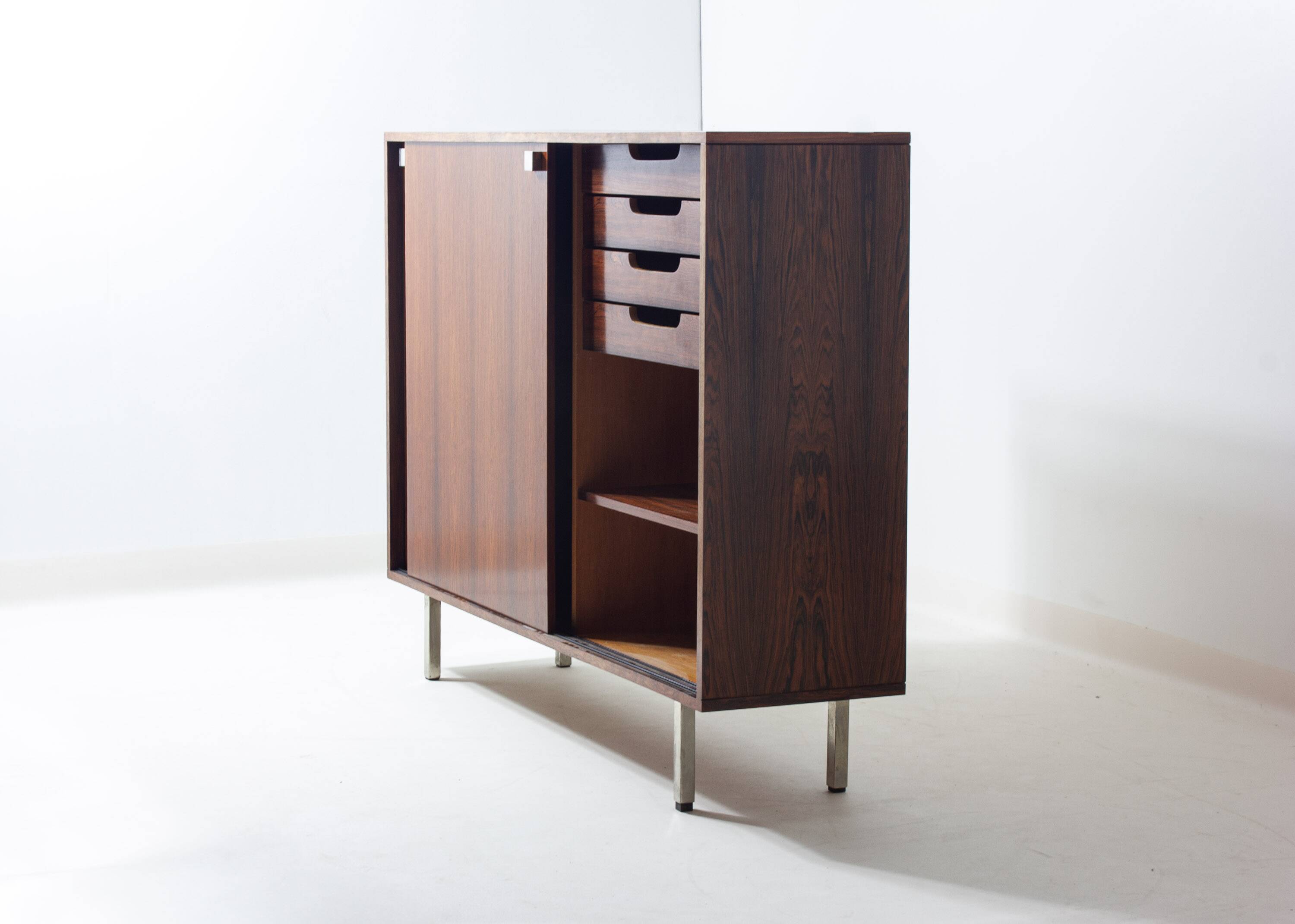 Minimalist storage cabinet in teak by Alfred Hendrickx, 1960