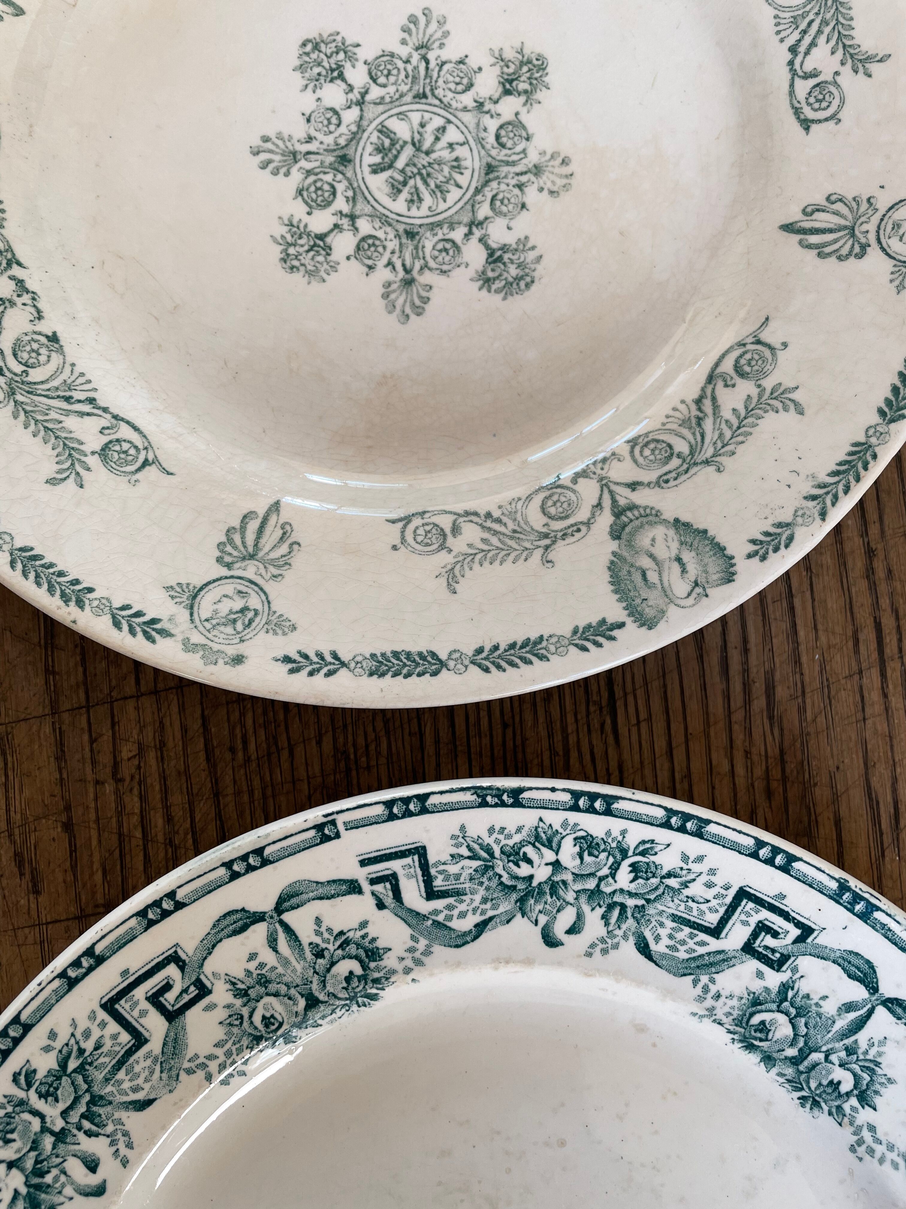 Set of 8dessert plates mismatched Iron Earth XIXth