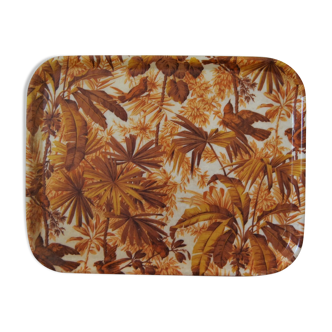 Tray with foliage decoration - 70s - authentic vintage