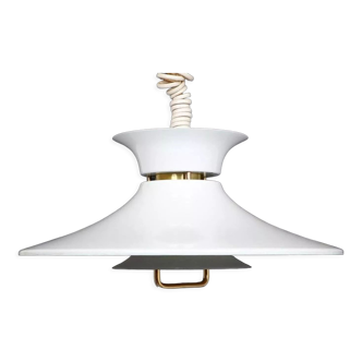 Scandinavian design white & brass multi layered saucer hanging lamp