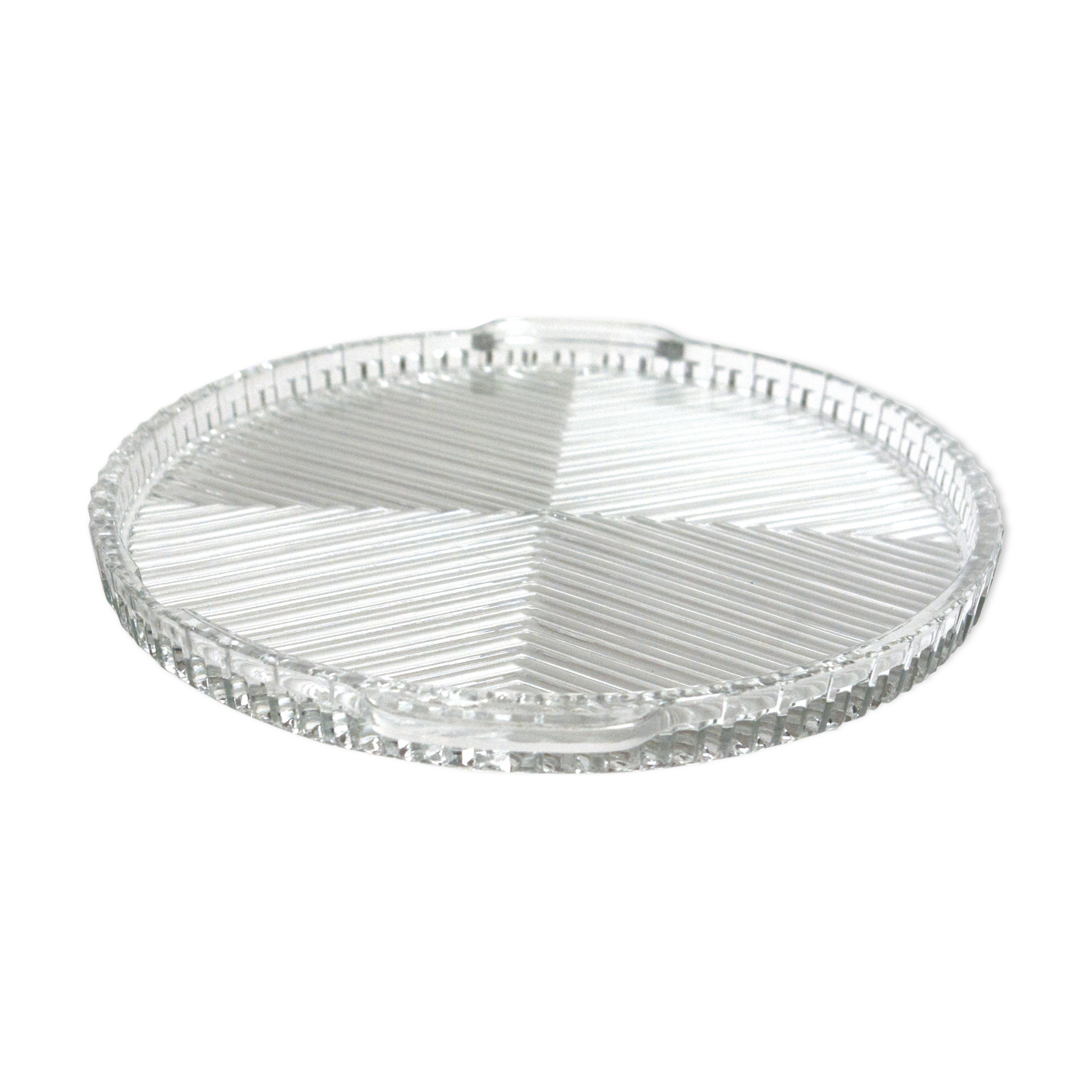 Oval trayhandles, crystal, made in France, art deco