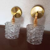 Pair of vintage molded glass wall sconces