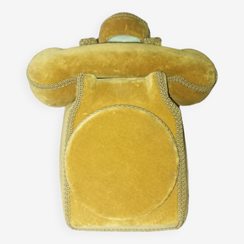Ocher-yellow velvet case for old vintage telephone