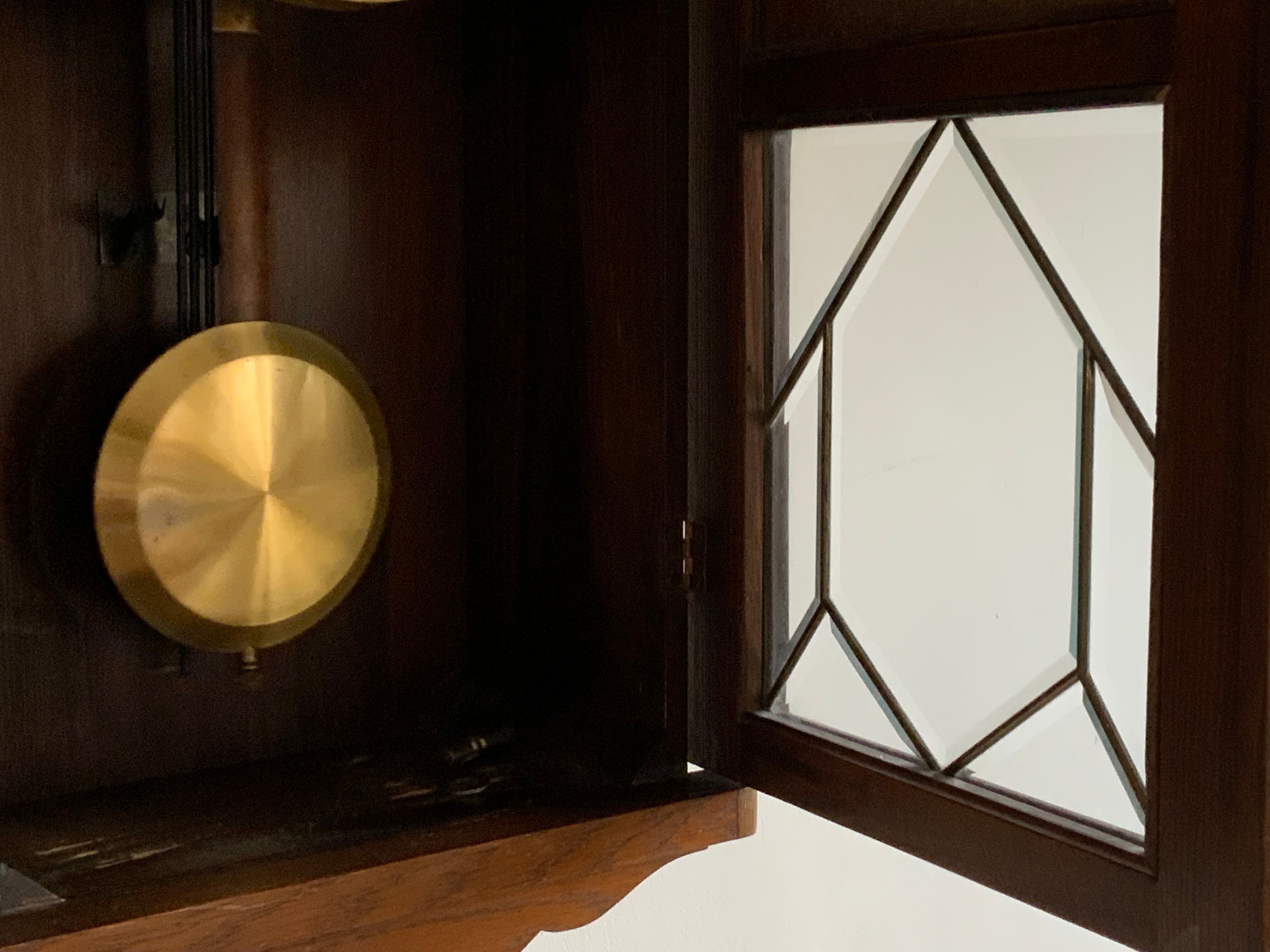 Antique art deco original f.m.s. Mauthe oak wall clock, Germany 1930s